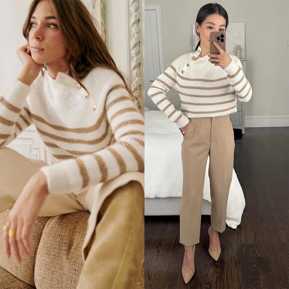 Sezane Trudy Jumper Ecru Gold - Picture 1 of 12